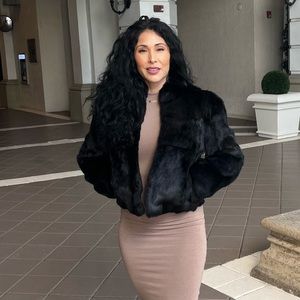 Vintage Black Rabbit Fur Coat